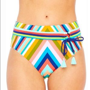 Trina Turk V Stripe High Waist Bikini Bottom 14